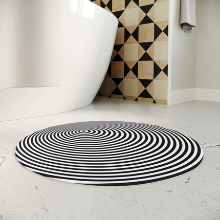 Personalized Optical Illusion Abstract Circle Bath Mat for Unique Bathroom Style
