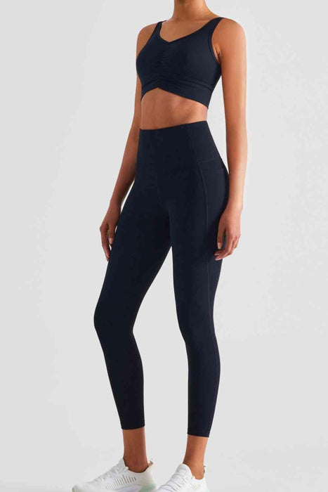 Wide Waistband Sports Leggings with Pockets Trendsi