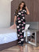 Floral Lounge Set with Short Sleeve Shirt and Pants