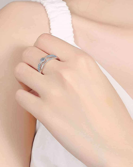 Sophisticated Sterling Silver Ring with Lab-Created Diamond and Zircon Accents