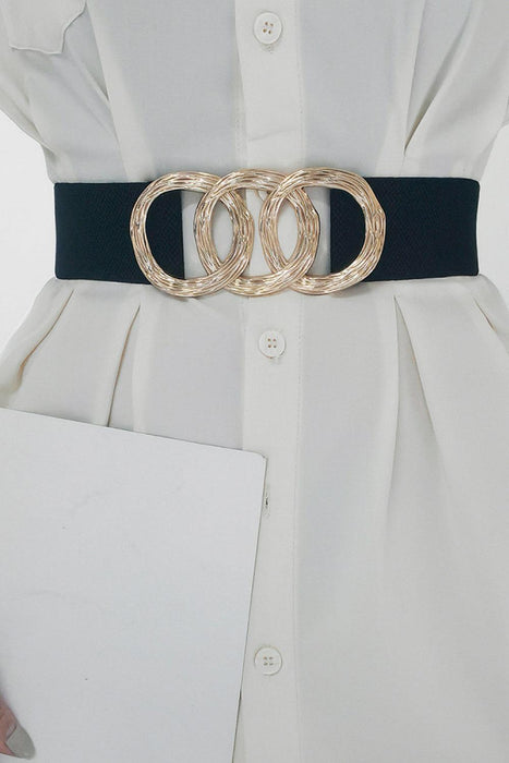 Elegant Elastic Waist Belt with Zinc Alloy Buckle