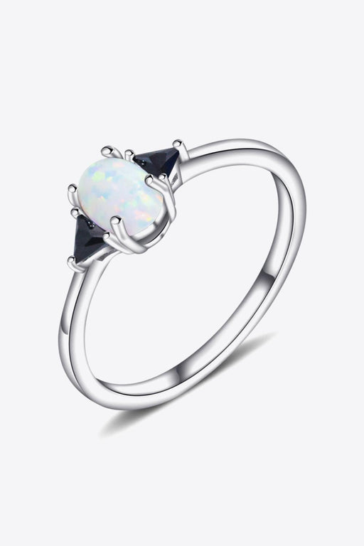 Opulent Opal and Radiant Zircon Sterling Silver Ring
