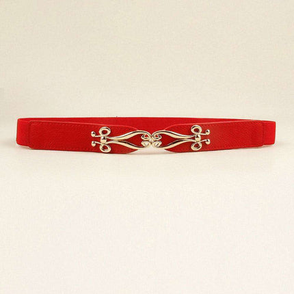 Elegant Versatile Elastic Belt with Stylish Alloy Buckle for Fashion-Forward Looks