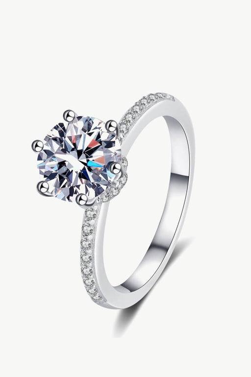 Luxurious 2 Carat Moissanite and Zircon Sterling Silver Ring - Exquisite Design