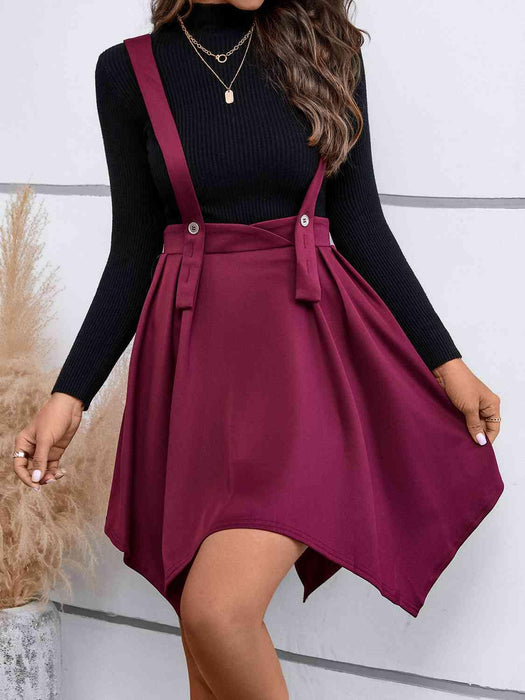 Zip Back Buttoned Overall Skirt Trendsi