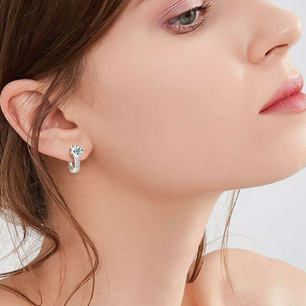 Sophisticated 2 Carat Lab-Diamond and Zircon Earrings in Sterling Silver - Embrace Luxury