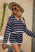 Striped Mesh Knit Hooded Top and Shorts Set