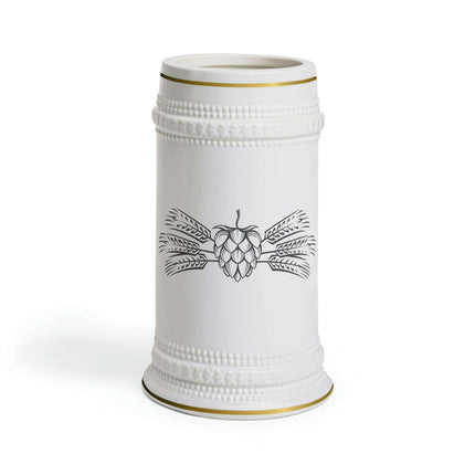 Customizable Premium White Ceramic Beer Stein with Distinctive Ribbed Texture