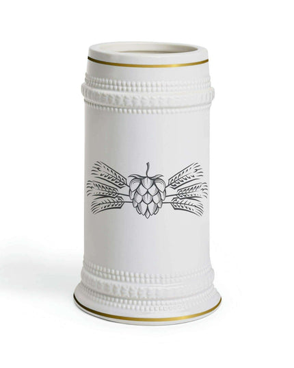 Customizable Premium White Ceramic Beer Stein with Distinctive Ribbed Texture