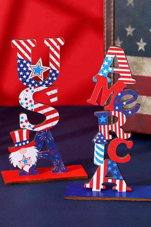 Patriotic Wooden Letter Decor Ornaments for Independence Day