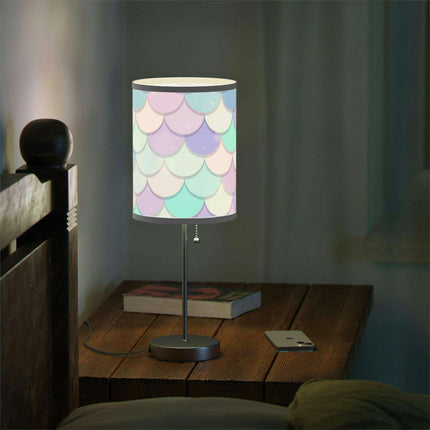 Elegant Customizable Mermaid Steel Base Table Lamp with Unique Printed Shade