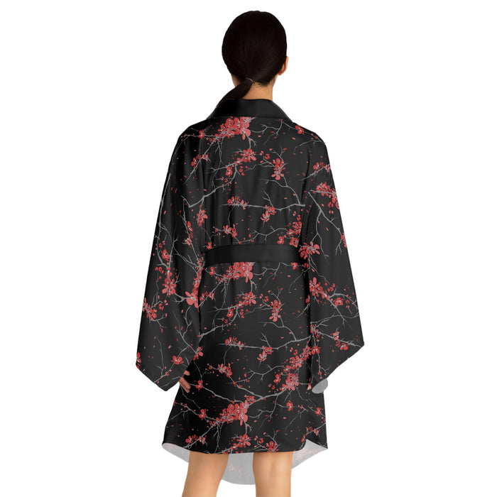 Japanese Floral Kimono Robe with Unique Artwork and Long Sleeves - Luxurious Poly Robe with Customizable Designs