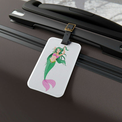 Chic Mermaid-Inspired Luggage Tag with Adjustable Leather Strap