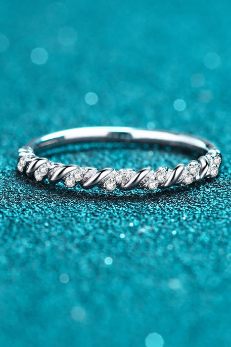 Elegant Moissanite Sterling Silver Half-Eternity Ring