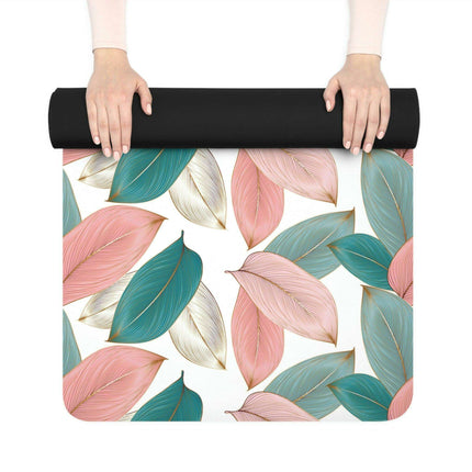 Elegant Botanical Microfiber Yoga Mat - Superior Grip for Maximum Comfort