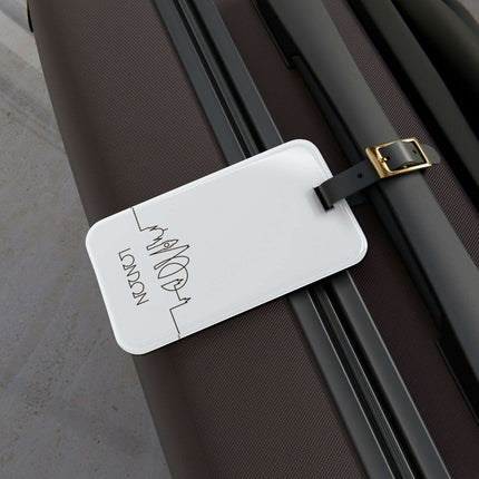 Elegant Explorer's London Luxe Acrylic Luggage Tag Set with Adjustable Leather Strap - Travel in Style!