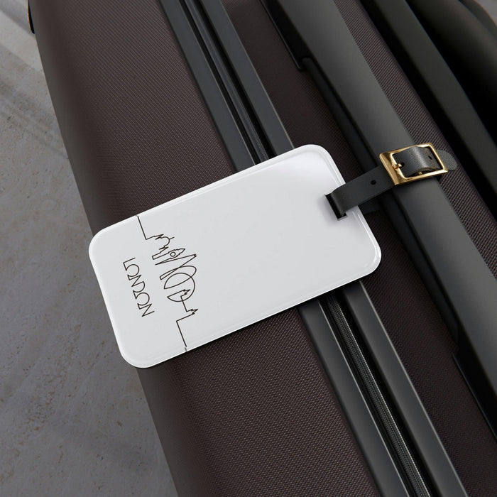 London Elite Acrylic Luggage Tag Bundle with Adjustable Leather Strap for Stylish Travelers