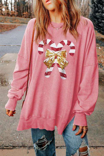Glistening Peppermint Sequin Pullover