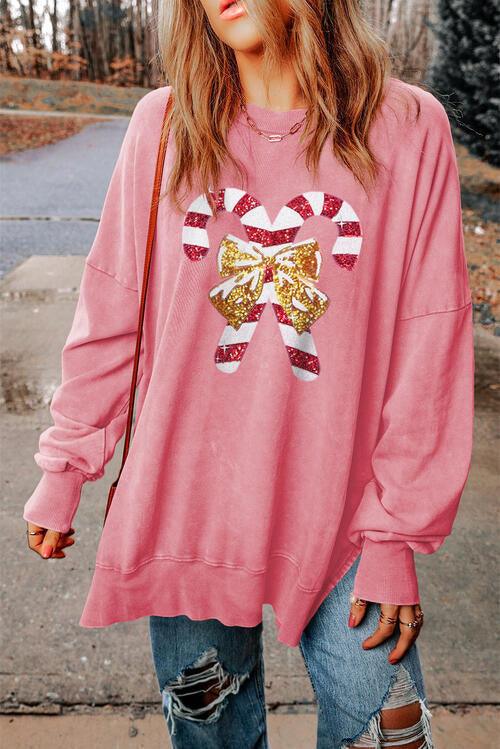 Shimmering Peppermint Sequin Embellished Sweater