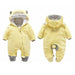 Cozy Cartoon Hooded Baby Rompers with Zipper Closure