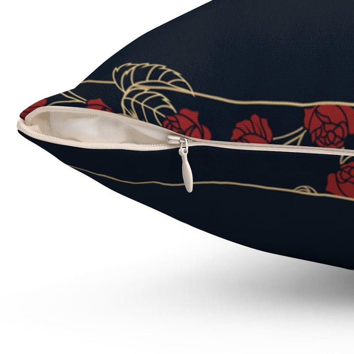 Reversible Floral and Black Vintage Decorative Pillowcase