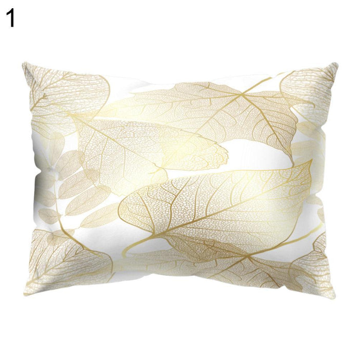 Flower Leaves Light Pillow Case - Stylish Polyester Peach Skin Cushion Cover