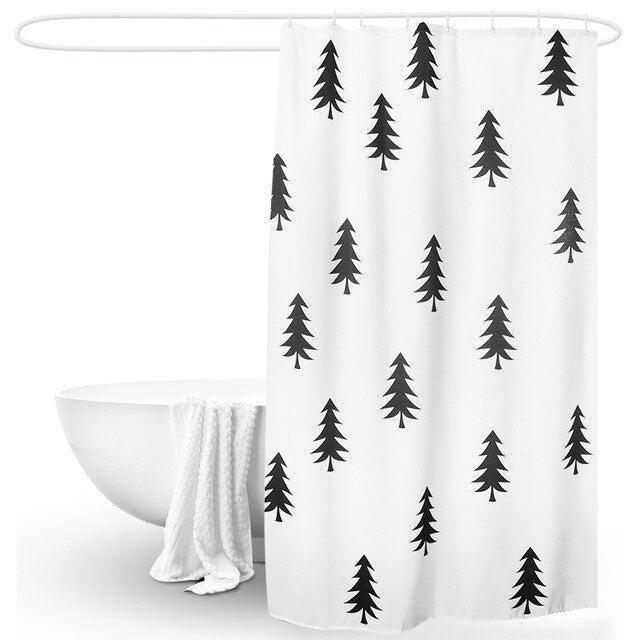 Geometric Patterned Waterproof Shower Curtain