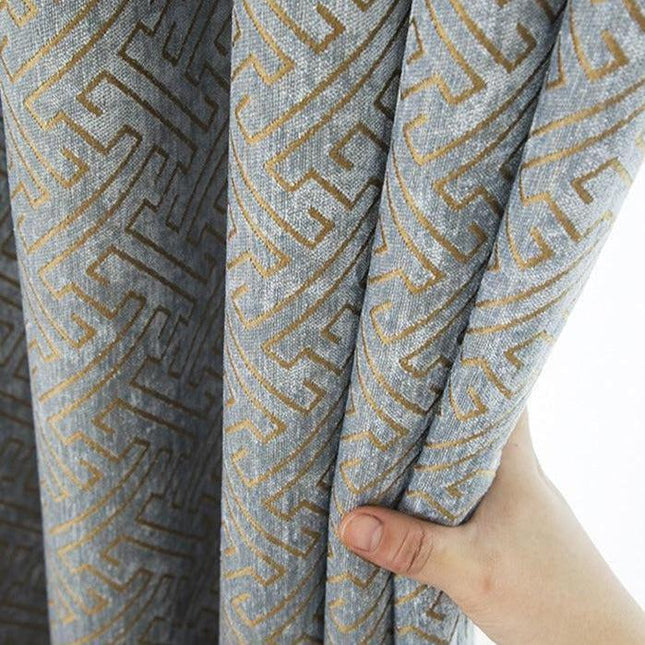 Chic Geometric Jacquard Chenille Curtains for Elegant Privacy Enhancement