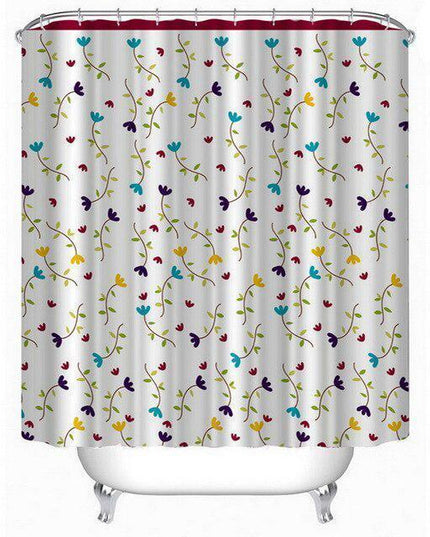 Contemporary Water-Resistant Geometric Pattern Shower Curtain Set with 12 Hooks