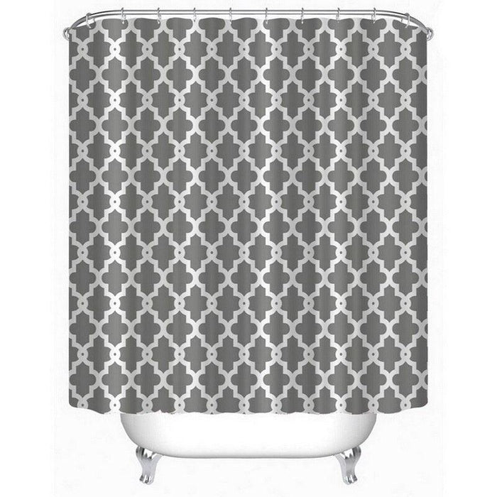 Contemporary Geometric Print Shower Curtain Set with 12 Hooks