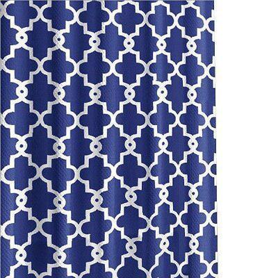 Contemporary Water-Resistant Geometric Pattern Shower Curtain Set with 12 Hooks