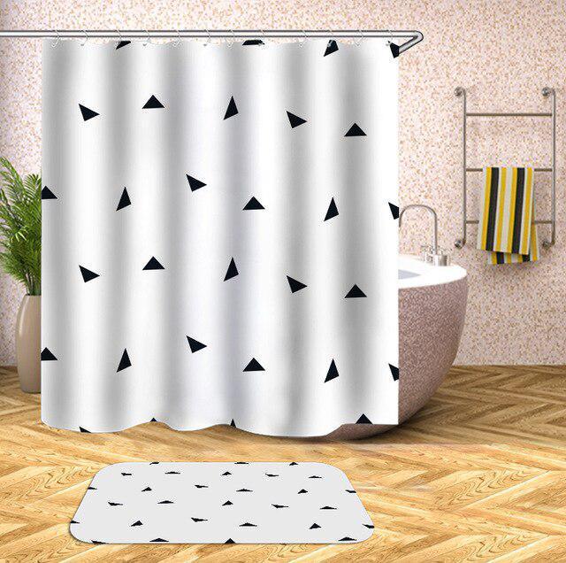 Elegant Geometric Patterned Shower Curtain Set with Hooks and Water Repellent Coating