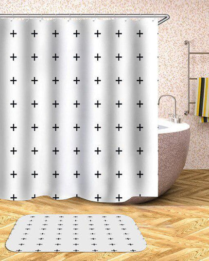 Chic Water-Resistant Geometric Shower Curtain Set with Hooks
