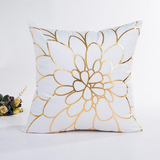 Elegant Gold Foil Decorative Pillow Cover - Chic 18x18 Inch Square Cushion Case for Home Styling