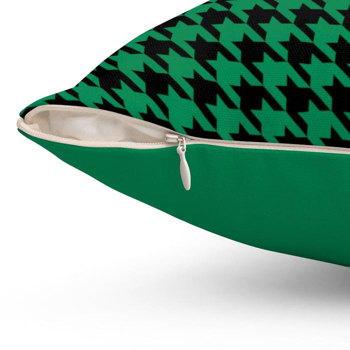 Green Houndstooth Decorative Cushion Cover