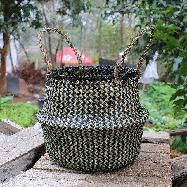 Seagrass and Bamboo Storage Baskets - Space-Saving Eco-Friendly Solution