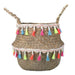 Eco-Friendly Handwoven Seagrass and Wicker Storage Baskets with Bamboo Accents