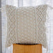 Yellow and Grey Cotton Jacquard Cushion Cover with Tassel Embellishment and Knitted Detail - Decorative Pillow Case