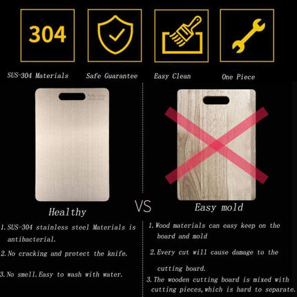 Versatile Eco-Friendly 304 Stainless Steel Culinary Chopping Board