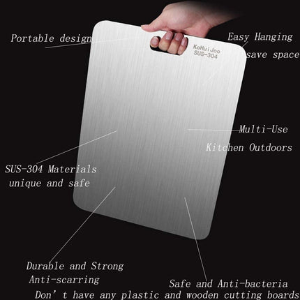 Versatile Eco-Friendly 304 Stainless Steel Culinary Chopping Board