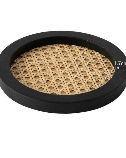 Artisanal Rattan and Wood Tray - Sustainable Japanese-Inspired Home Accent