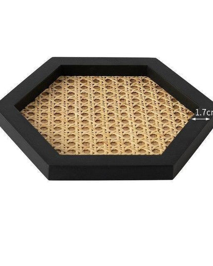 Eco-Chic Handmade Rattan and Wood Serving Tray - Stylish Sustainable Home Decor