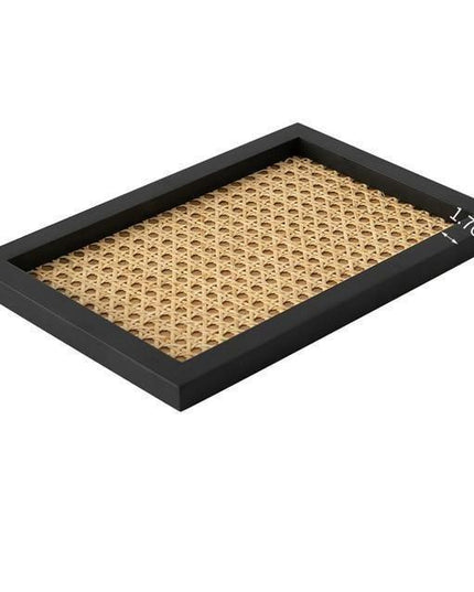 Artisanal Rattan and Wood Tray - Sustainable Japanese-Inspired Home Accent