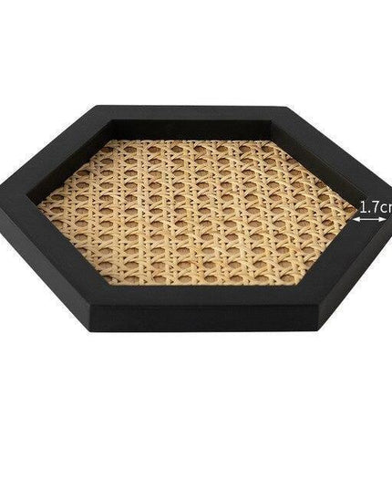 Artisanal Rattan and Wood Tray - Sustainable Japanese-Inspired Home Accent