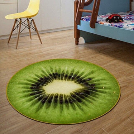 Colorful Fruit-Themed Round Rug for Kids' Spaces