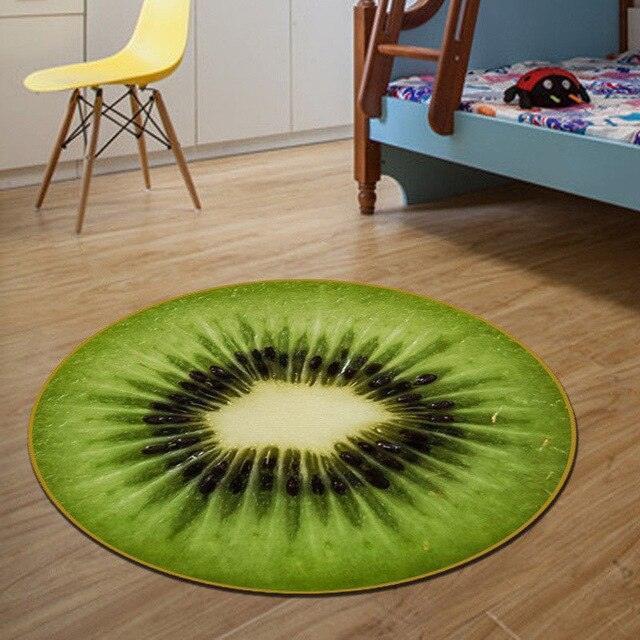 Colorful Fruit-Themed Round Rug for Kids' Spaces