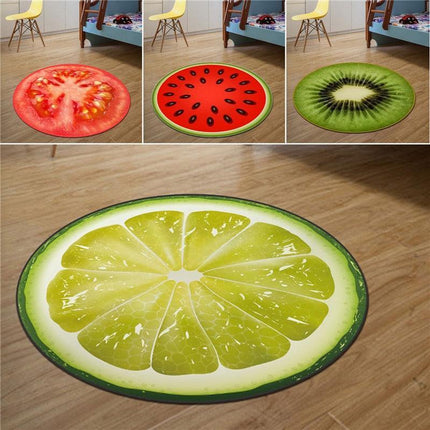 Colorful Fruit-Themed Round Rug for Kids' Spaces