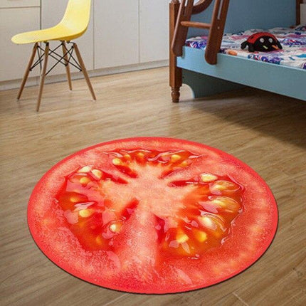 Colorful Fruit-Themed Round Rug for Kids' Spaces