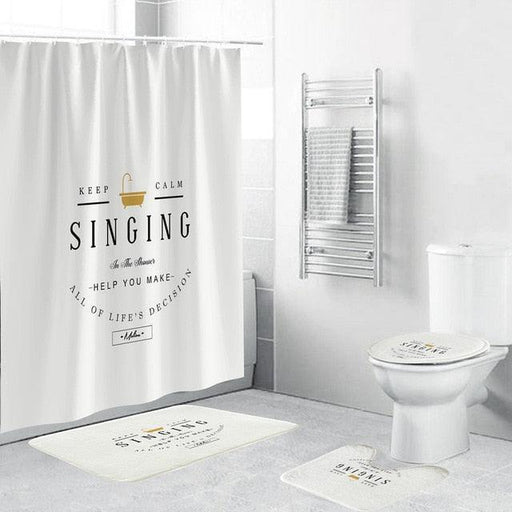 Luxurious Black Shower Curtain with Vibrant Bath Time Print