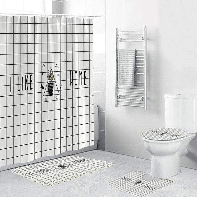 HOT BATH | Black Design | Shower Curtain